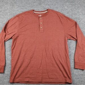 Men's Casual Rust Long Sleeve Henley